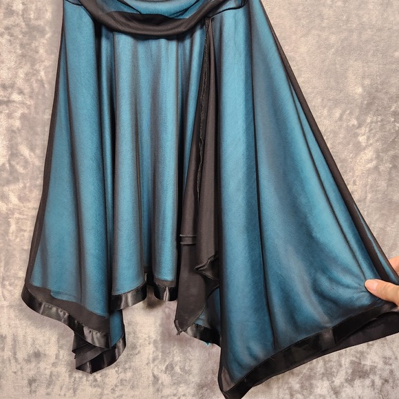 Vintage Y2K 90s Dress City Triangles S Teal Black Asymmetric Whimsigoth Fairy - Picture 2 of 11